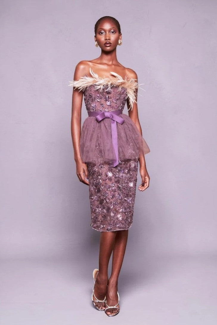 Strapless Crystal Midi Dress