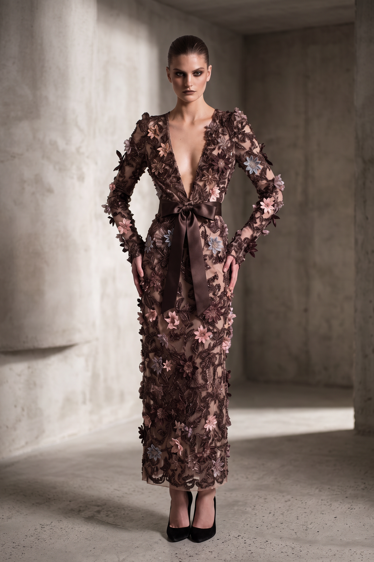 Long Sleeve V-Neck Dress