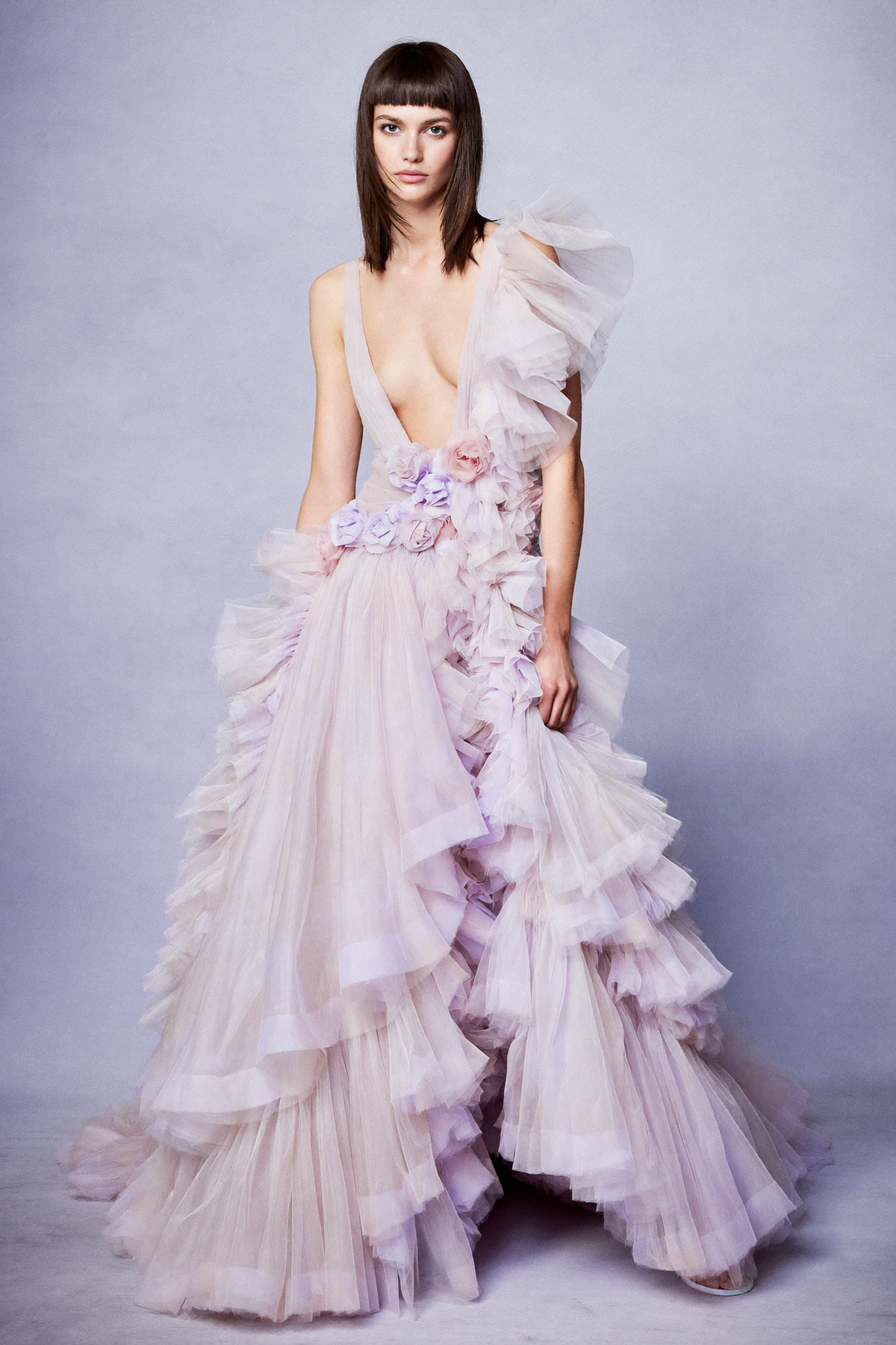 Asymmetrical Ruffle Gown
