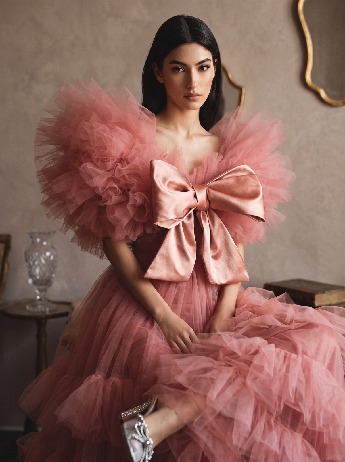 Vestido con lazo a capas