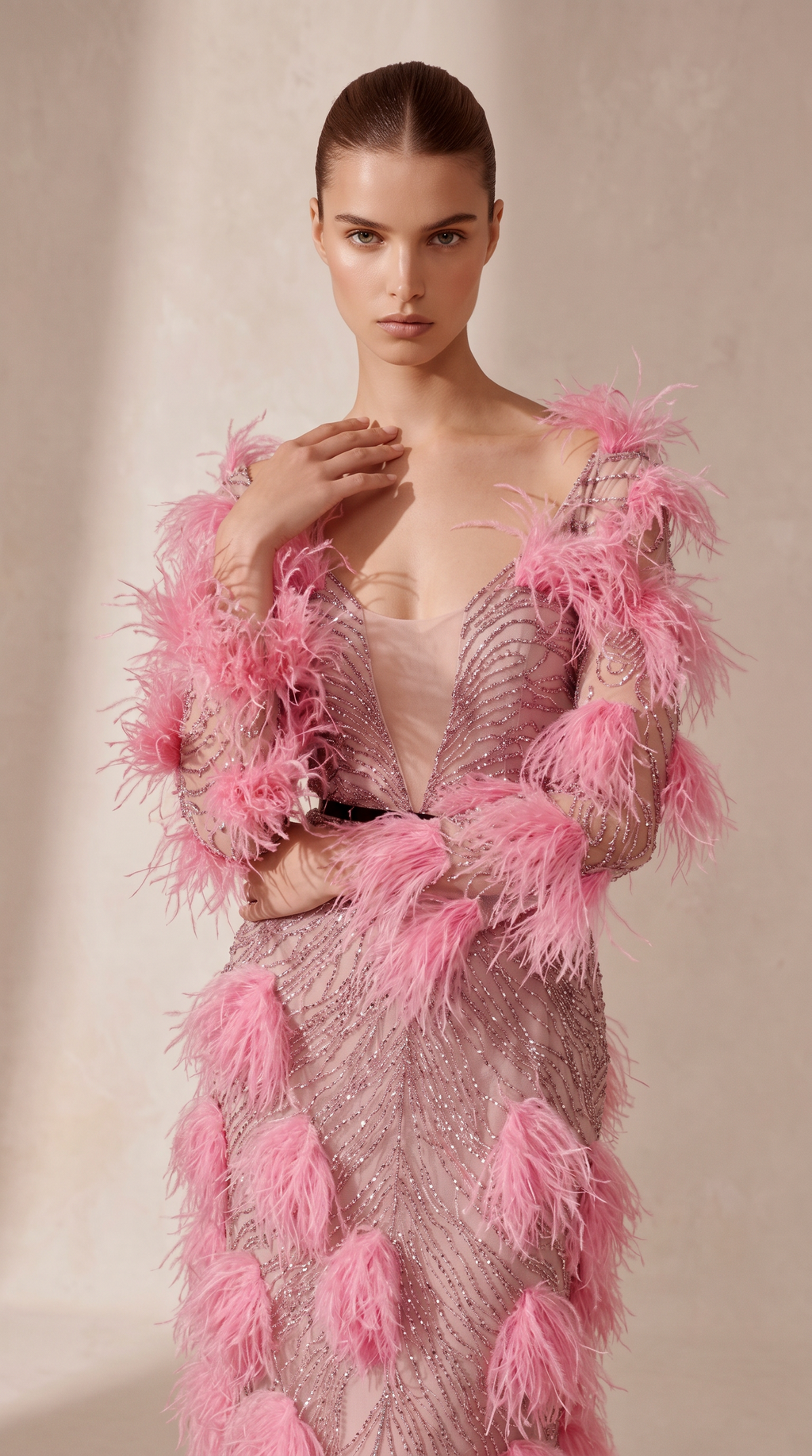 Feather Detailed Gown