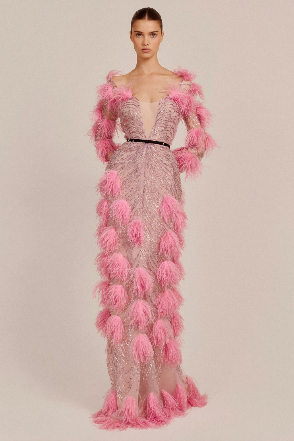 Feather Detailed Gown
