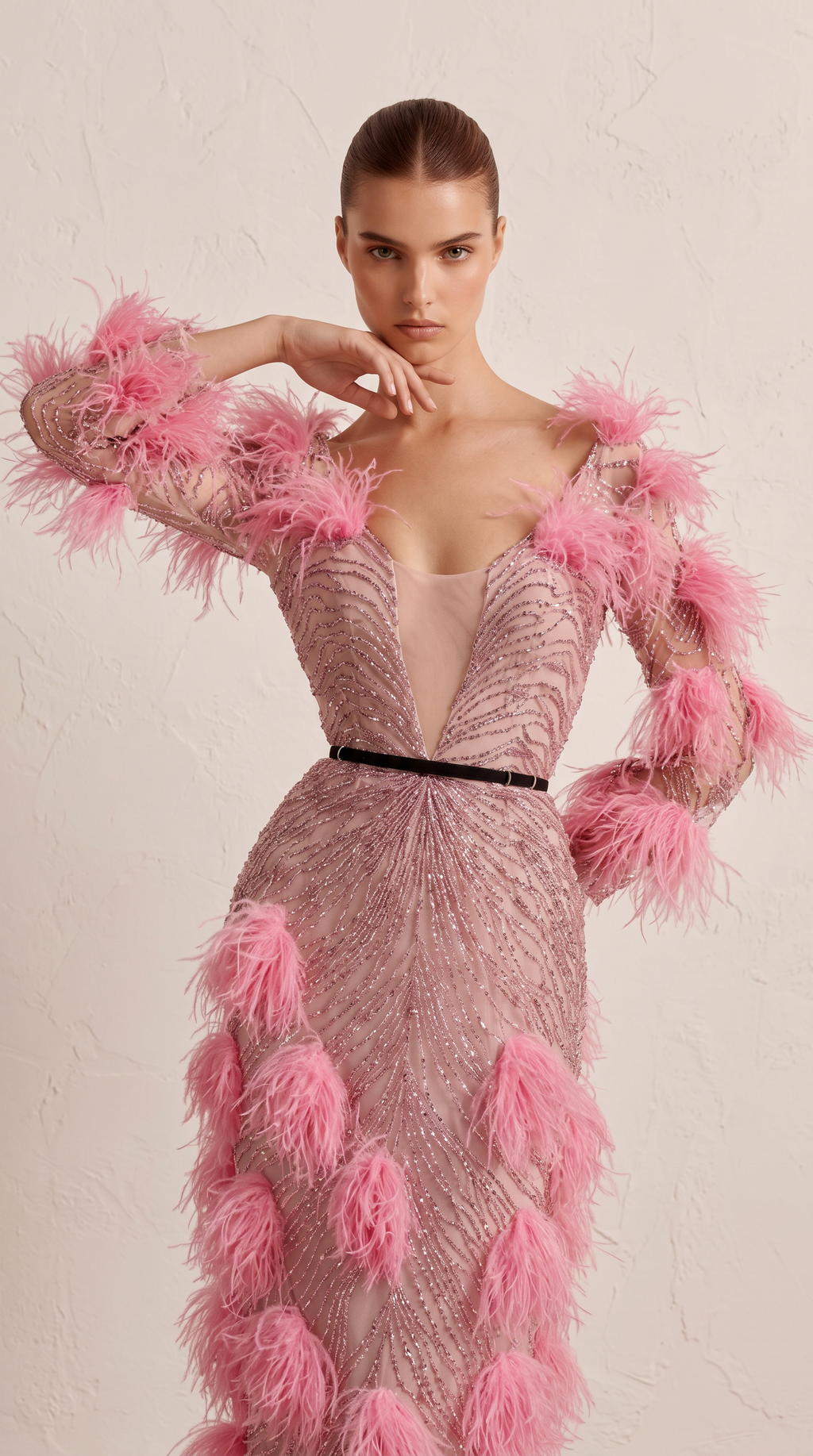 Feather Detailed Gown