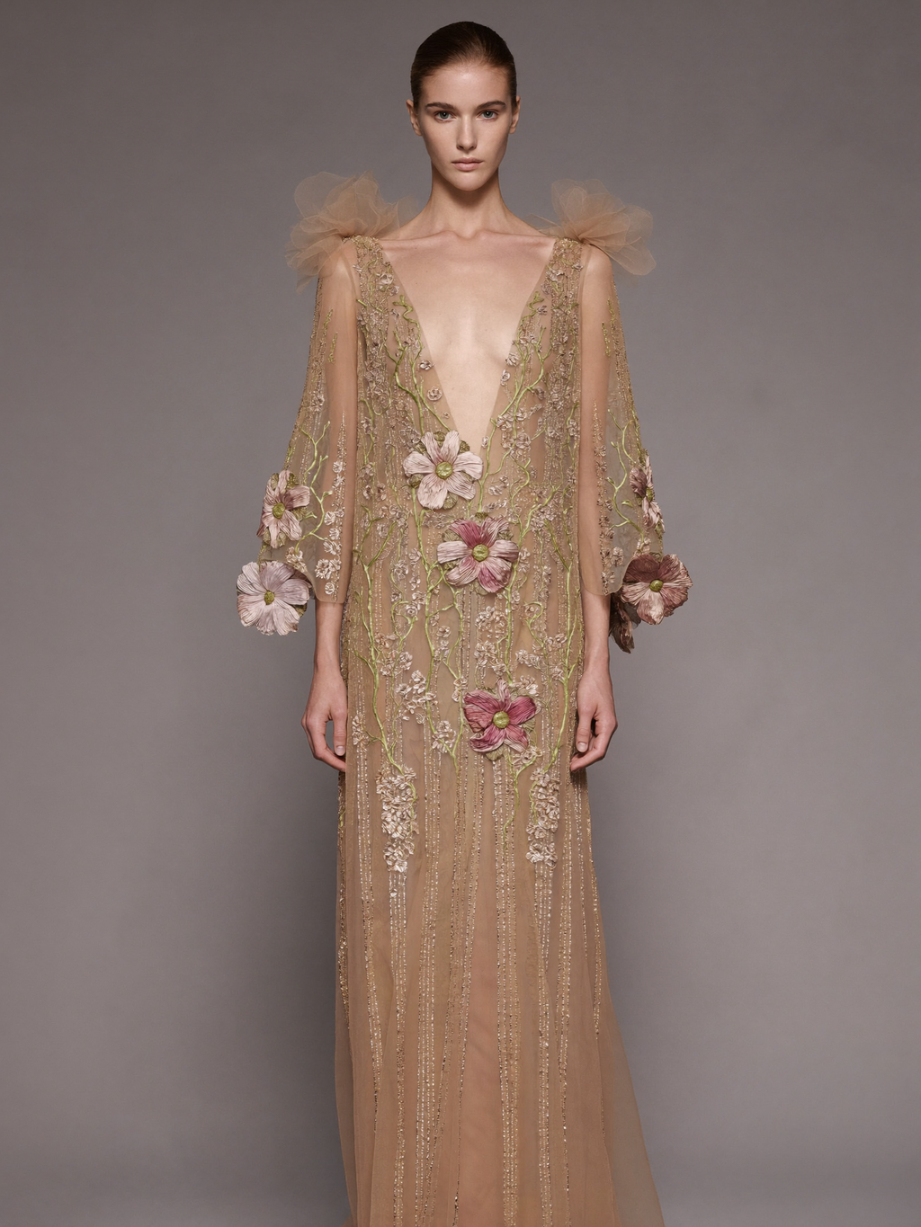 Vestido de noche de manga larga