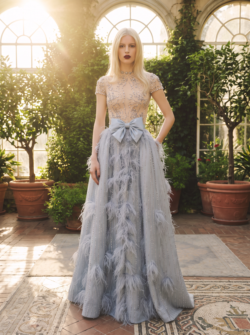 Vestido de noche de manga corta