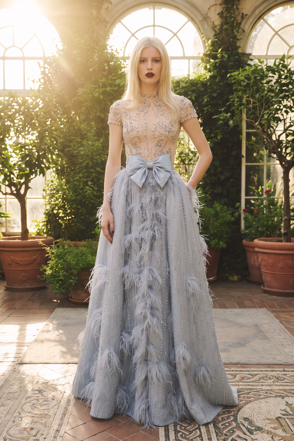 Vestido de noche de manga corta