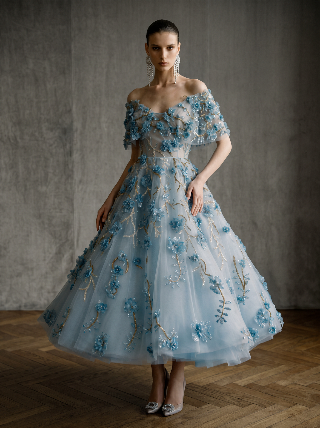 Off-Shoulder Midi Dress
