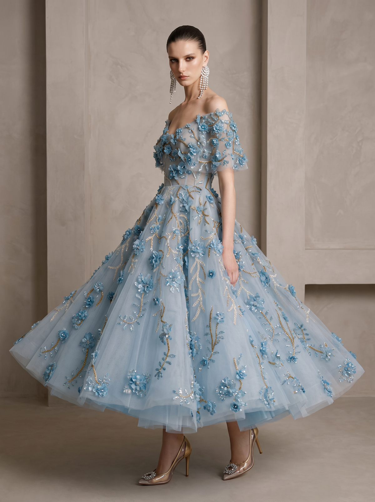 Off-Shoulder Midi Dress