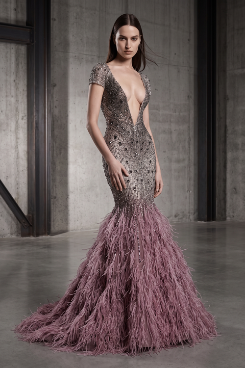 Beaded Plunge Gown