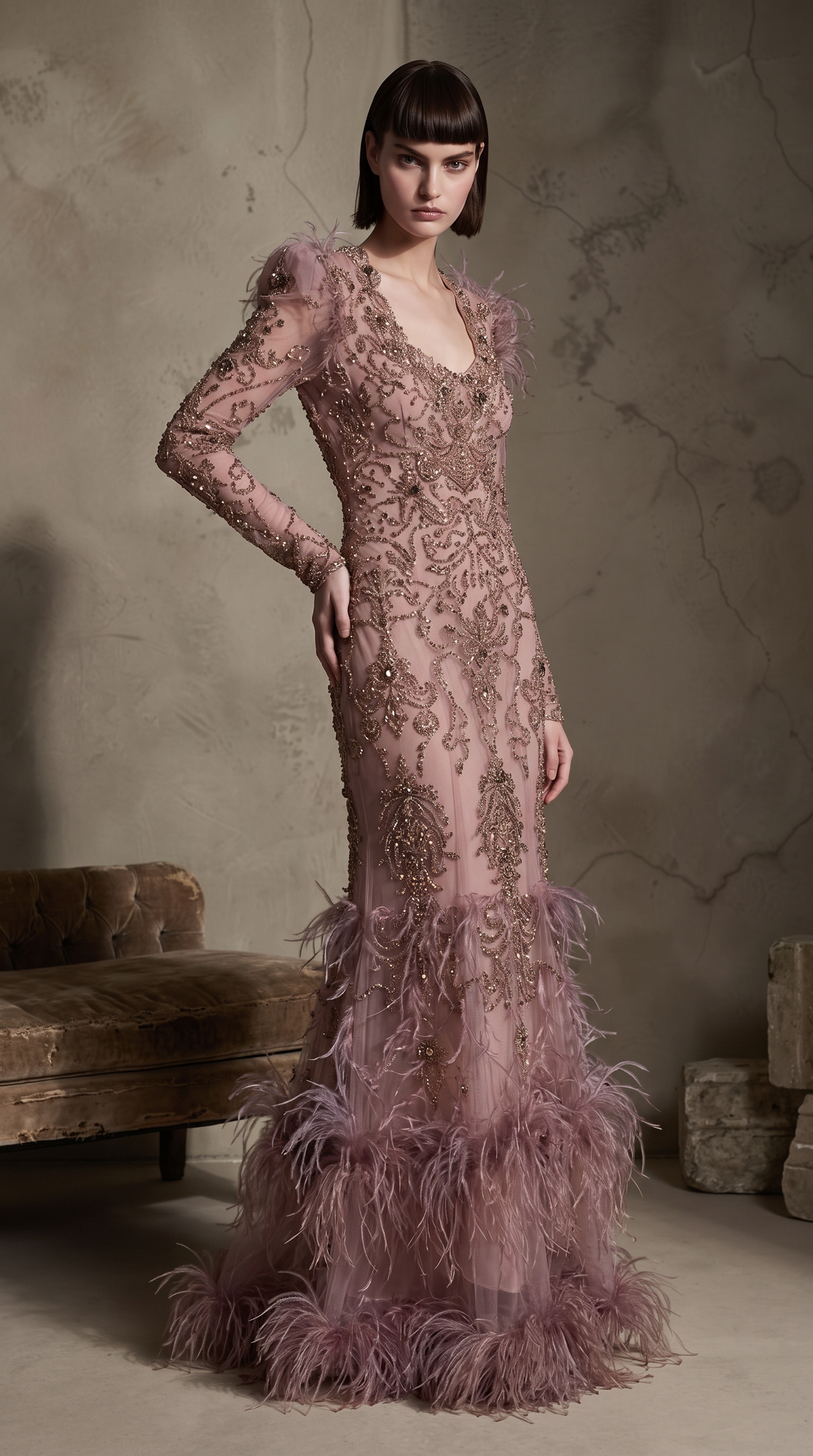 Long Sleeve Evening Gown