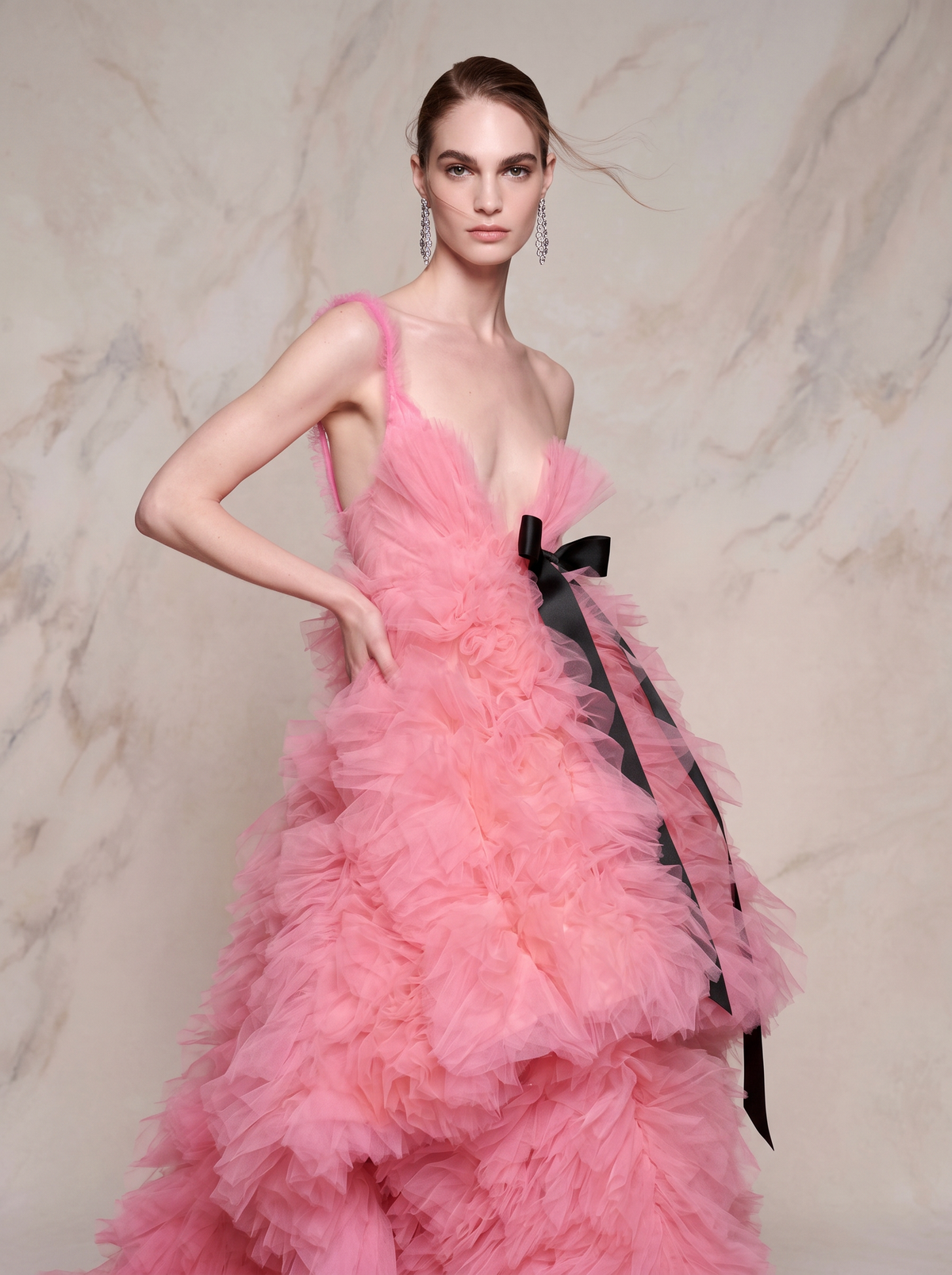 One-Shoulder Ruffle Ball Gown