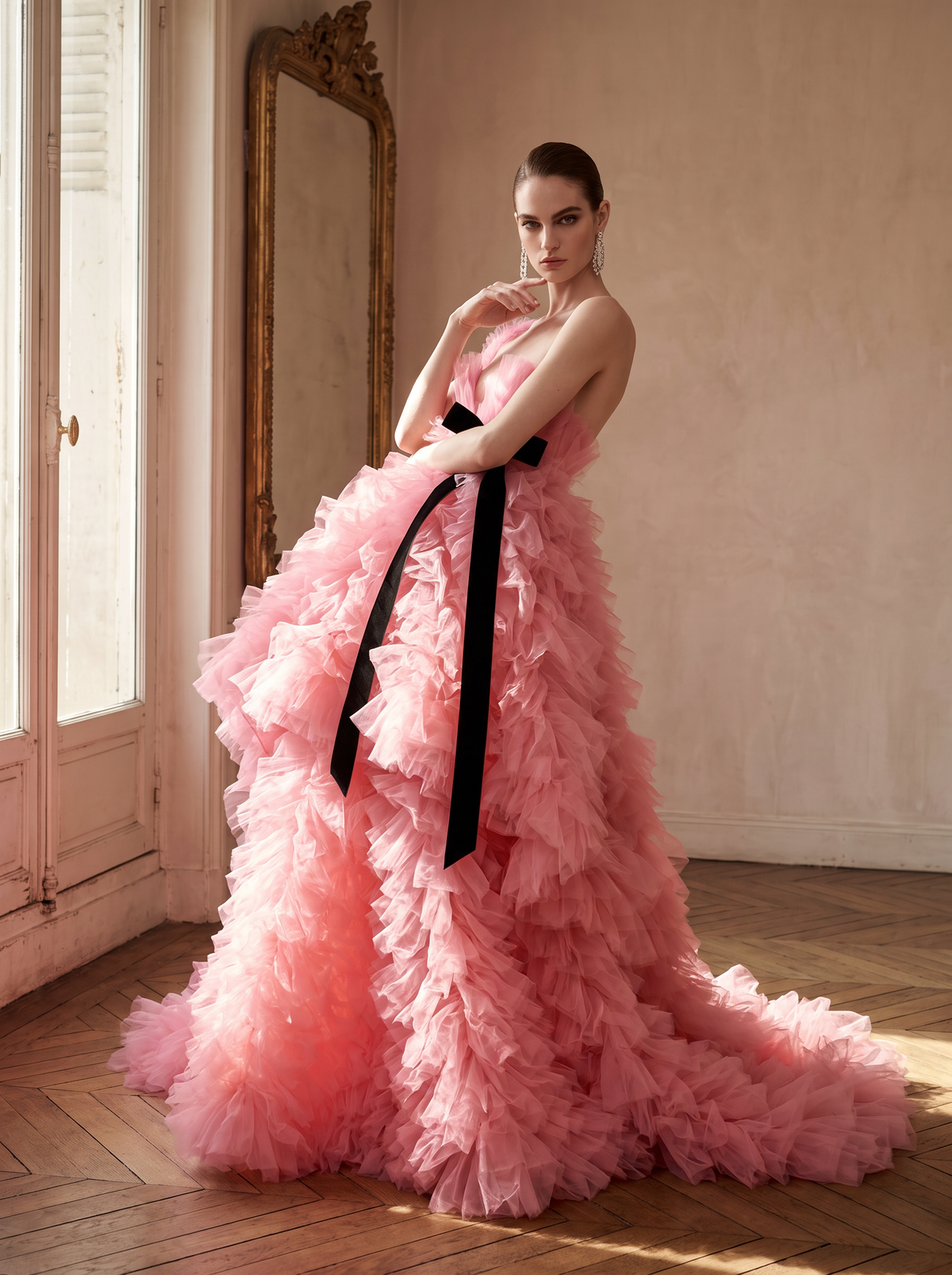 One-Shoulder Ruffle Ball Gown