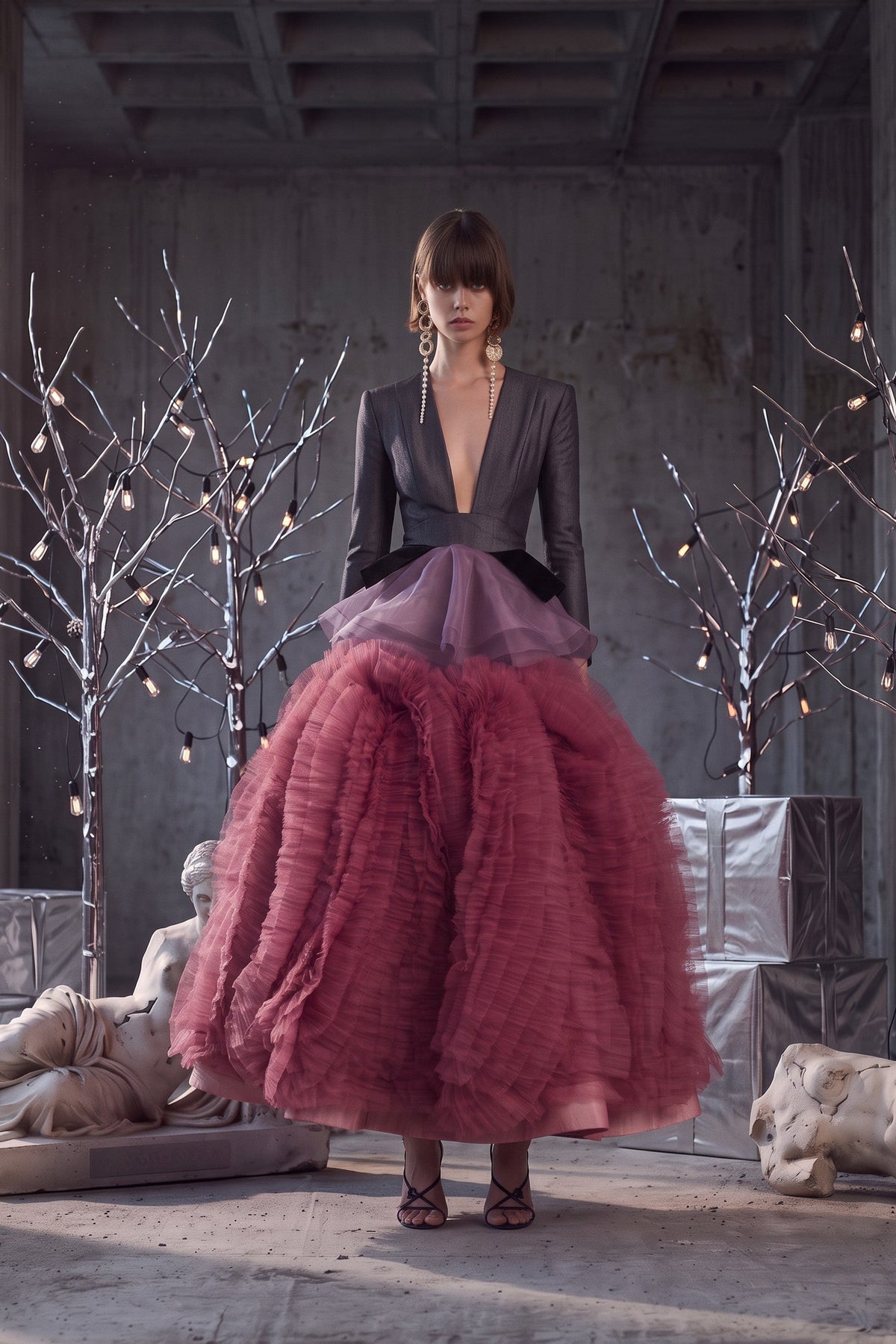Satin Bodice Tulle Gown