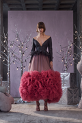 Leather Peplum Ruffle Dress