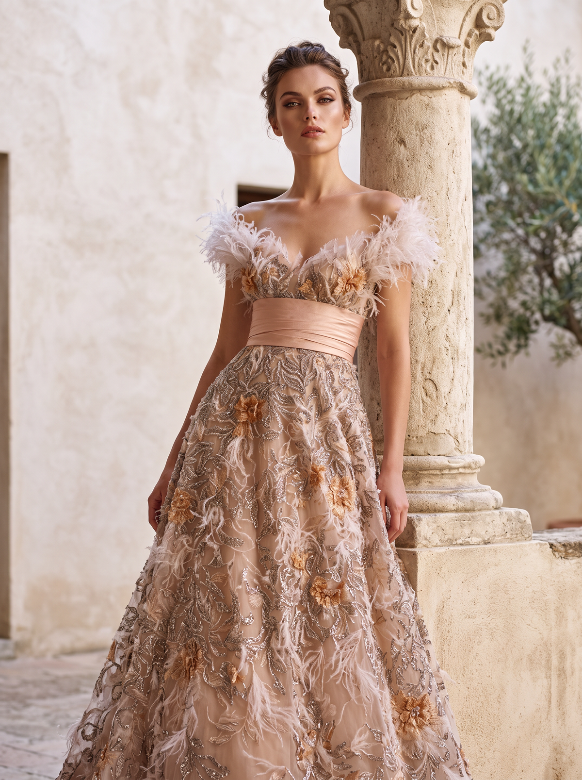 Off-Shoulder Evening Gown