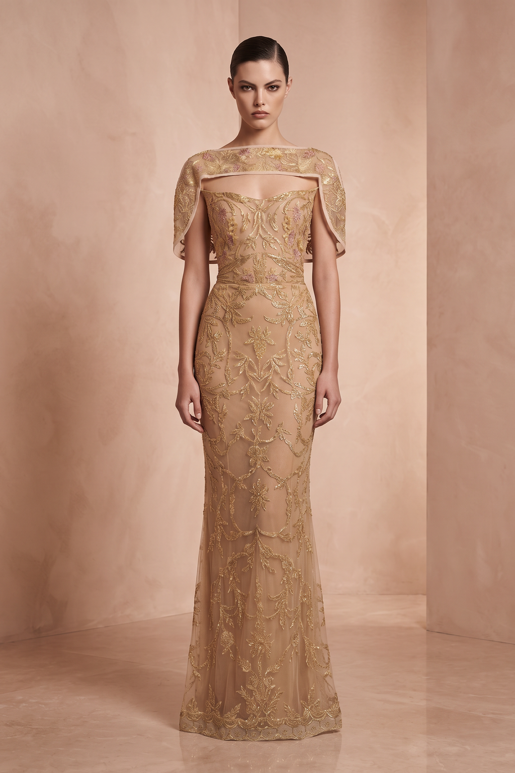 Strapless Column Gown