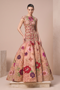 Embroidered Drop-Waisted Ball Gown