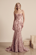 Blush Feather Mermaid Gown
