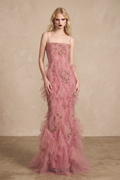 Sleeveless Ruffled Column Gown