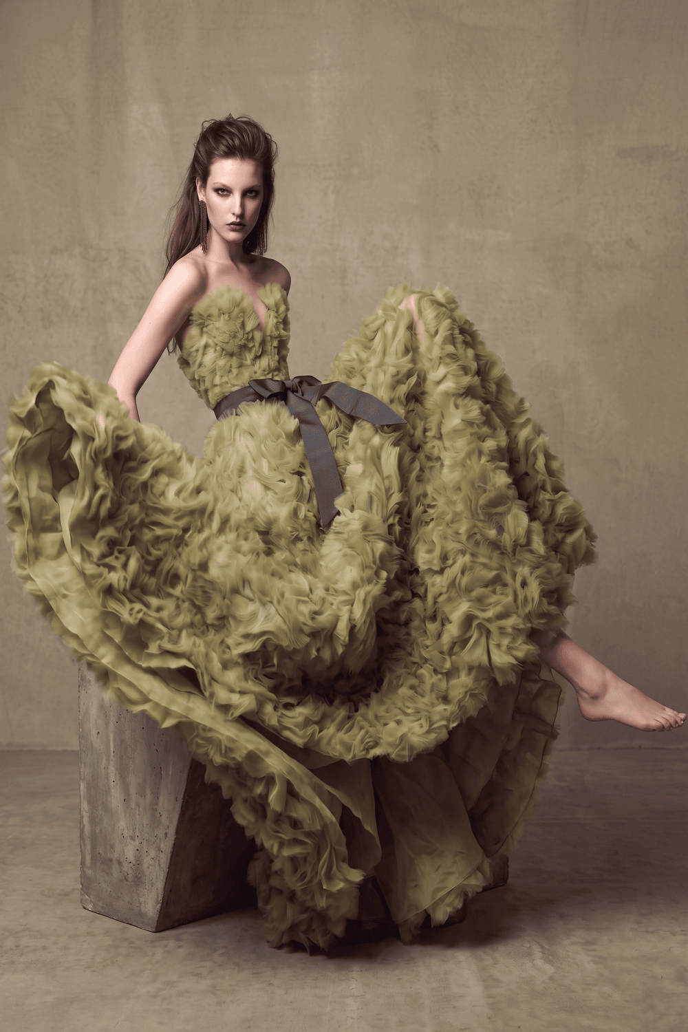 Strapless Ruffled Ball Gown